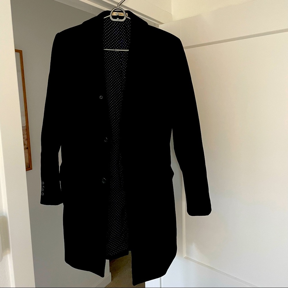 Club Monaco black mens topcoat - size 36/Small
